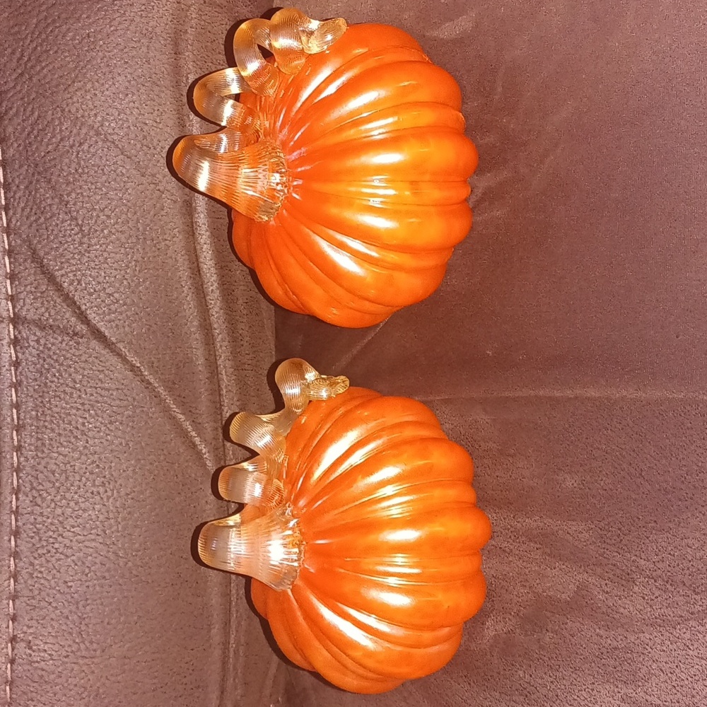 SALE: Set of 2 Glass Pumpkins